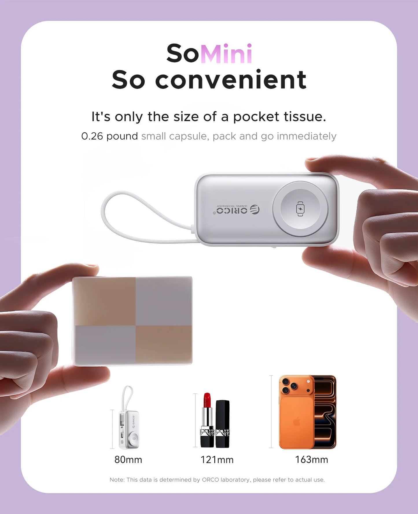 22.5W Compact 5000mAh Power Bank with Built-In USB-C Cable, Fast Charging for iPhone 17 and Samsung S25