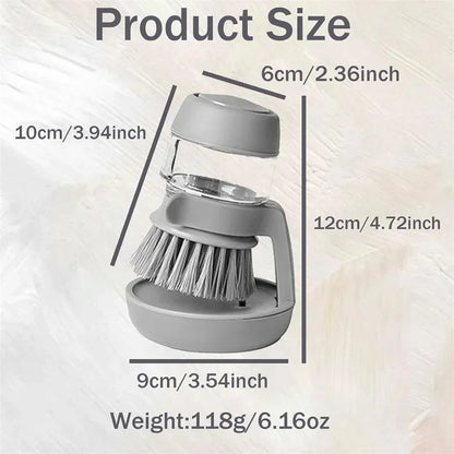 Dish Brush with Soap Dispenser and Drip Tray for Efficient Kitchen Cleaning