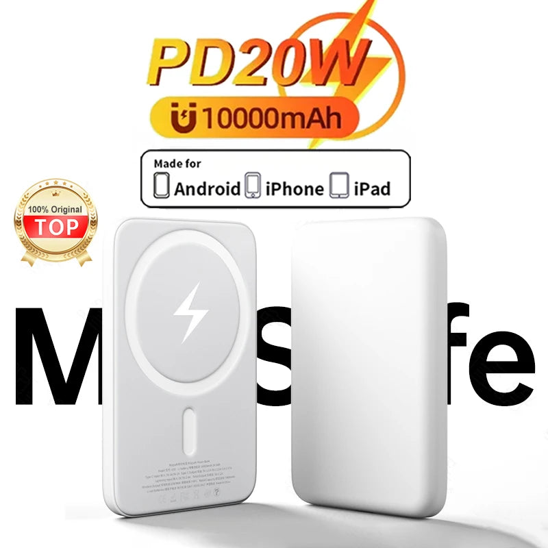 Magnetic Portable Power Bank - Wireless Charger with Fast Charging for Apple iPhone and Android Devices with MagSafe Compatibility